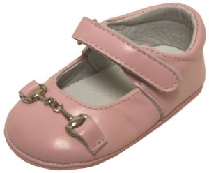 Girls Mocassin Leather w/ Chain-Pink Lea
